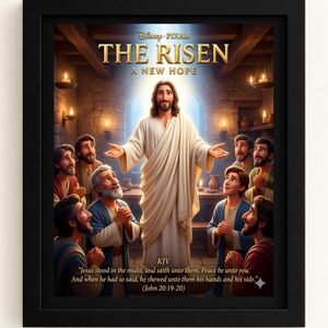 A.I. Jesus Resurrection Art Print 8x10 in Glass Front Frame